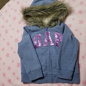Gap Girls Zip Up sweatshirt w/ fur Hoodie